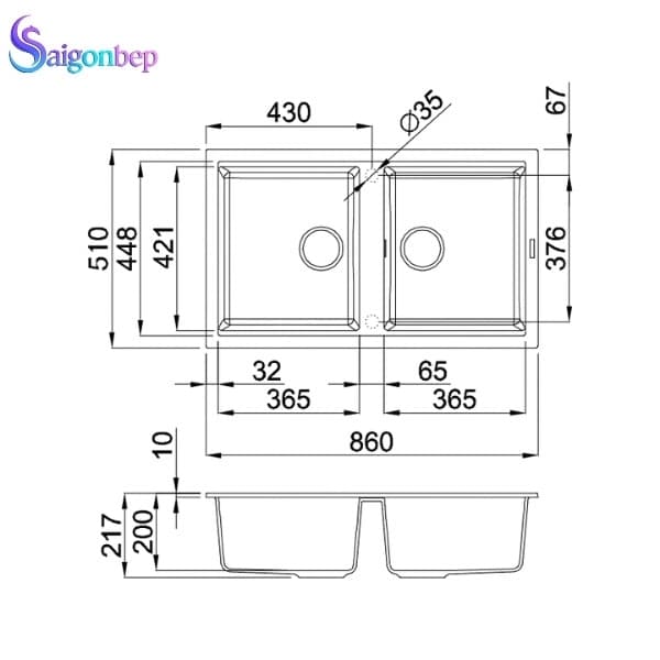 Chậu rửa chén Malloca BIANCO K-45062
