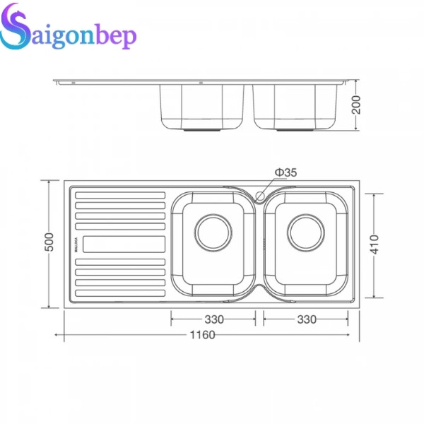 Chậu rửa chén Malloca MS 1025L NEW
