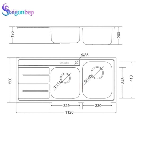 Chậu rửa chén Malloca MS 1027R/L NEW