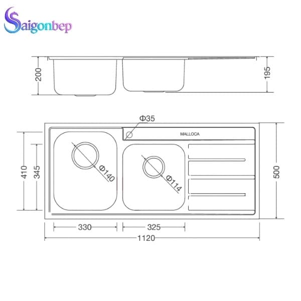 Chậu rửa chén Malloca MS 1027R/L NEW