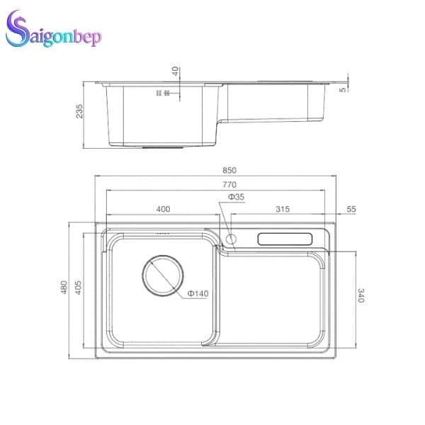 Chậu rửa chén Malloca MS 1028D