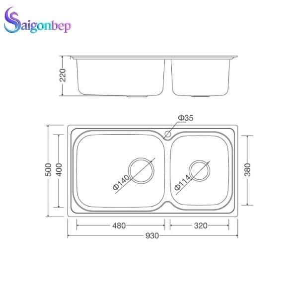 Chậu rửa chén Malloca MS 2025
