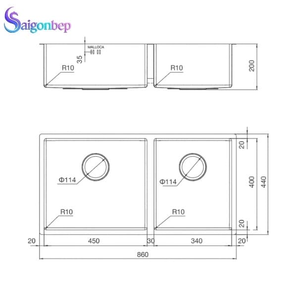 Chậu rửa chén Malloca MS 6065