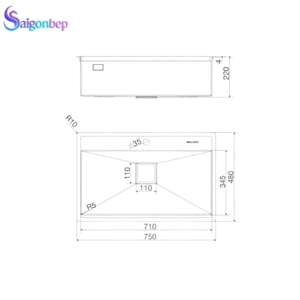 Chậu rửa chén Malloca MS 6302T