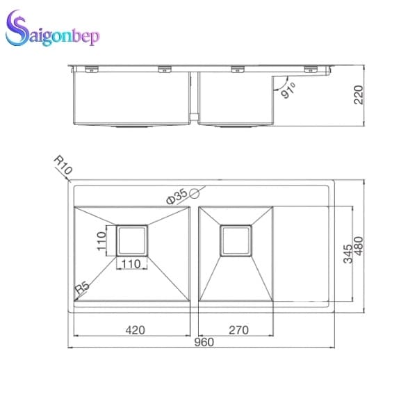 Chậu rửa chén Malloca MS 6305T