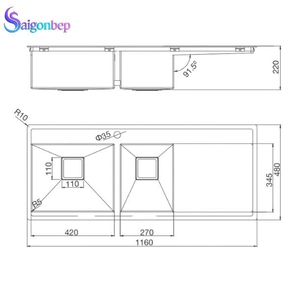 Chậu rửa chén Malloca MS 6306T