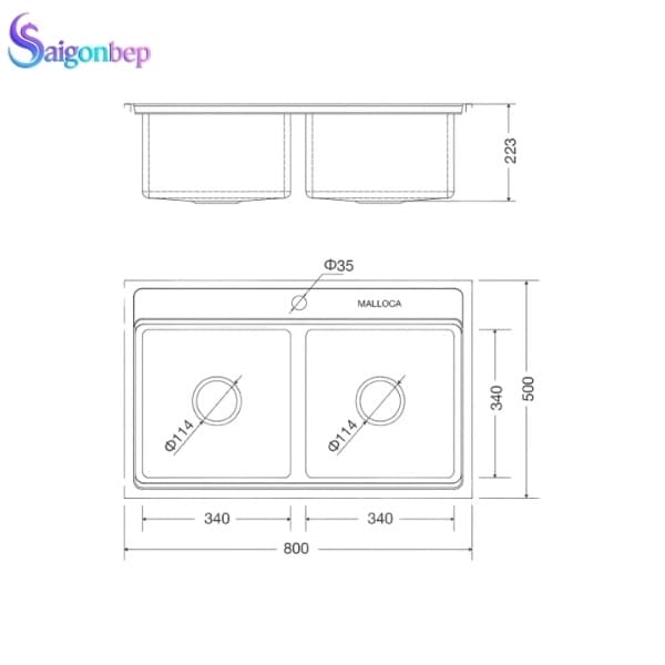 Chậu rửa chén Malloca MS 8812