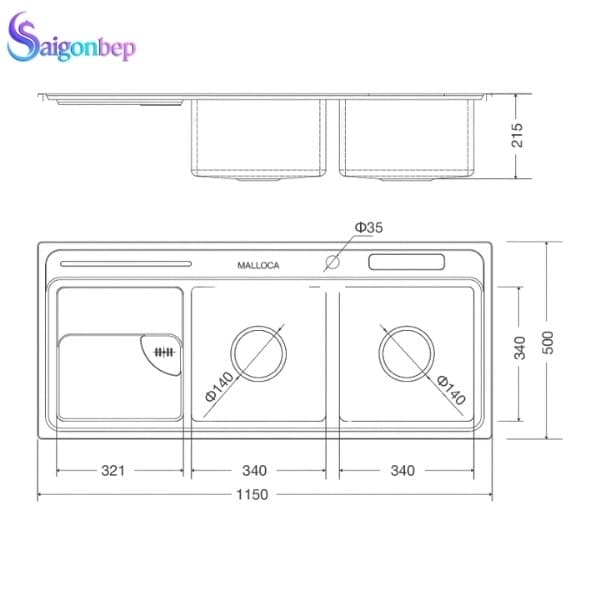 Chậu rửa chén Malloca MS 8816/17