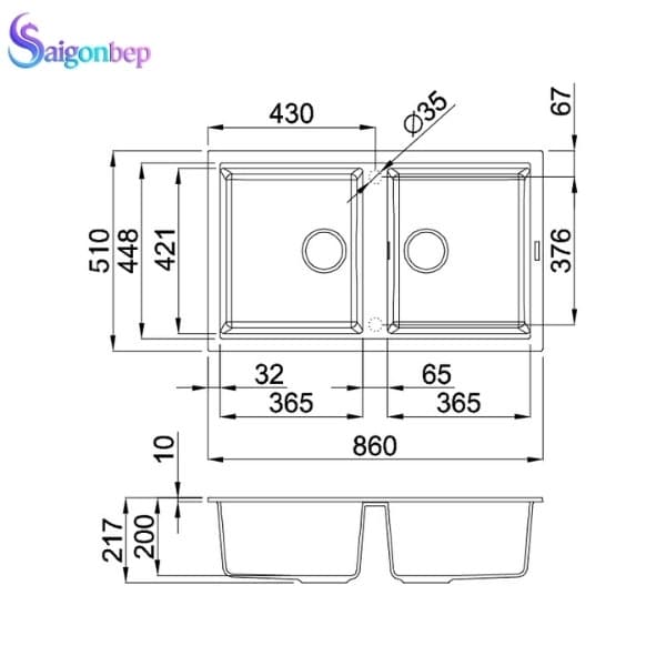 Chậu rửa chén Malloca NERO G-45040
