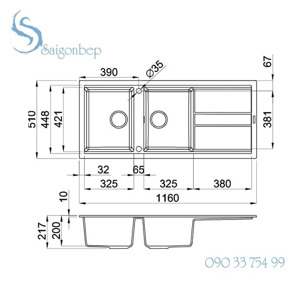 Chậu rửa chén Malloca TORTORA G-50043