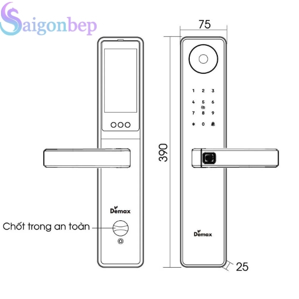 Khóa Vân Tay Demax EL-C66 GS: Camera Màn Hình Chuẩn 4.0
