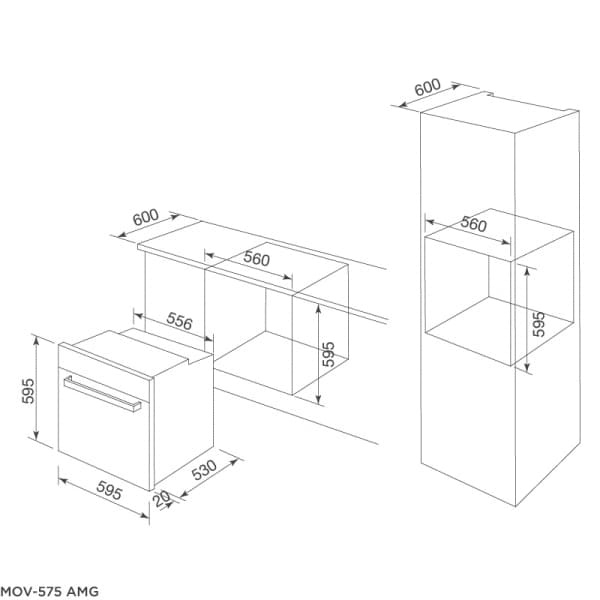 Lò nướng điện âm tủ Malloca MOV-575 AMG