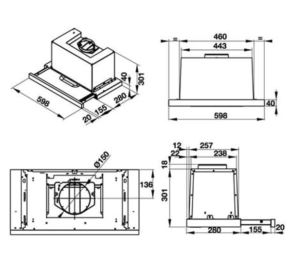 Máy hút mùi âm tủ Hafele HH-TG60E 539.81.073