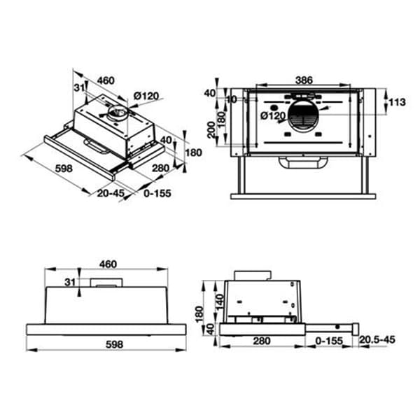 Máy hút mùi âm tủ Hafele HH-TI60D 539.81.083