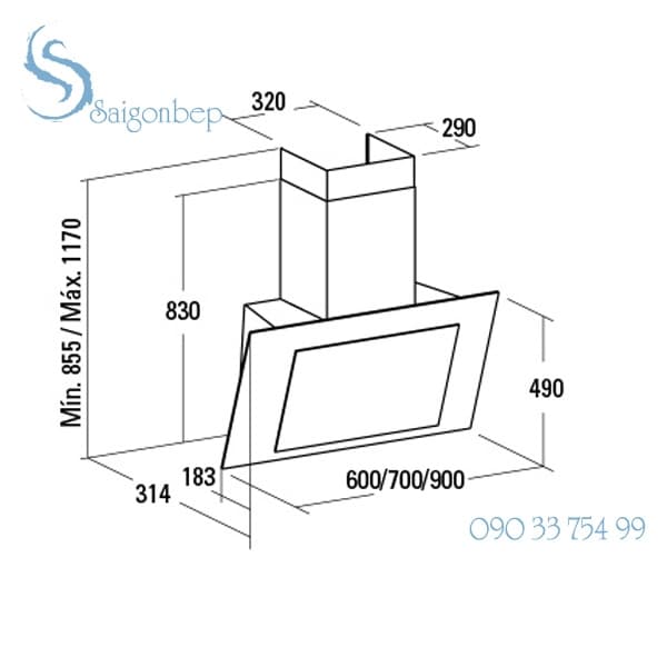 Máy hút mùi Cata Thalassa 900 BK