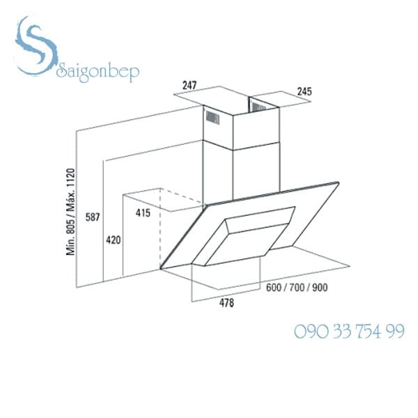 Máy hút mùi Cata Z600 5P Glass