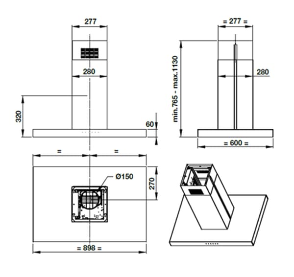 Máy hút mùi đảo Hafele HH-IS90A 539.81.715