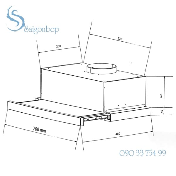 Máy hút mùi EUROSUN EH-70AF86B Đen