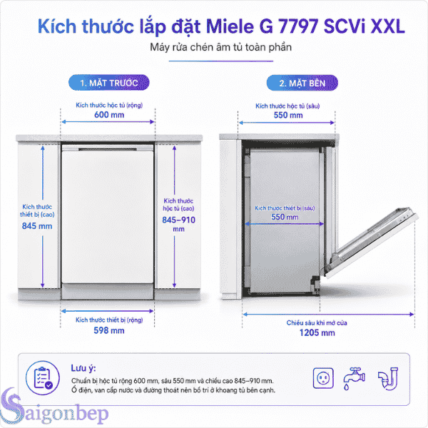Máy Rửa Bát Âm Tủ Miele G 7797 SCVi XXL AutoDos 125 Gala Ed
