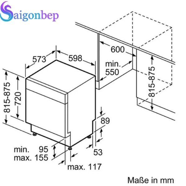 Máy rửa bát bán âm Bosch SMI4HVS33E Series 4