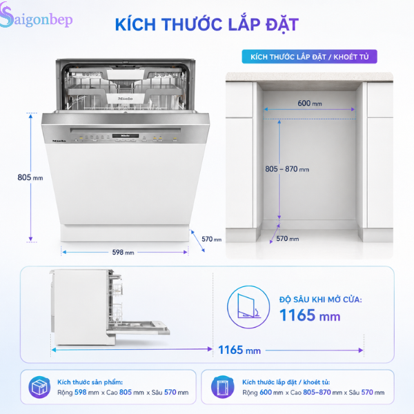 Máy rửa chén bán âm Miele G 7210 SCi CleanSteel