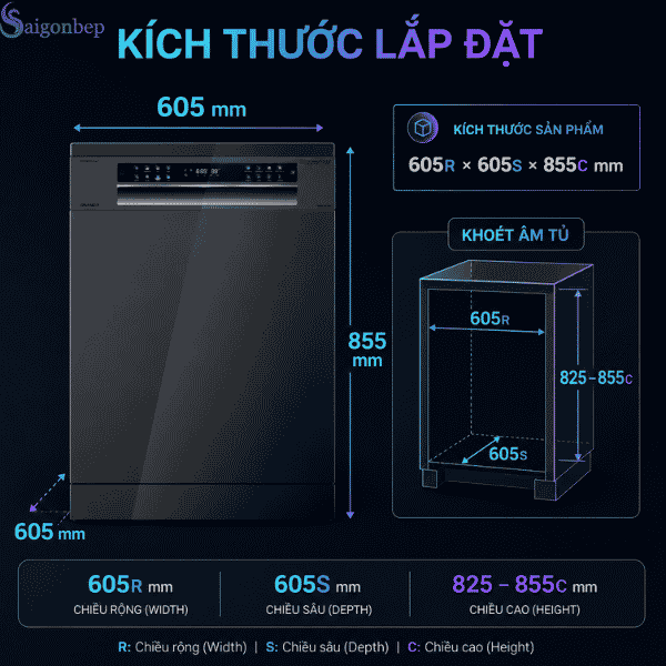 Máy rửa chén bát GrandX SMS8GX87G