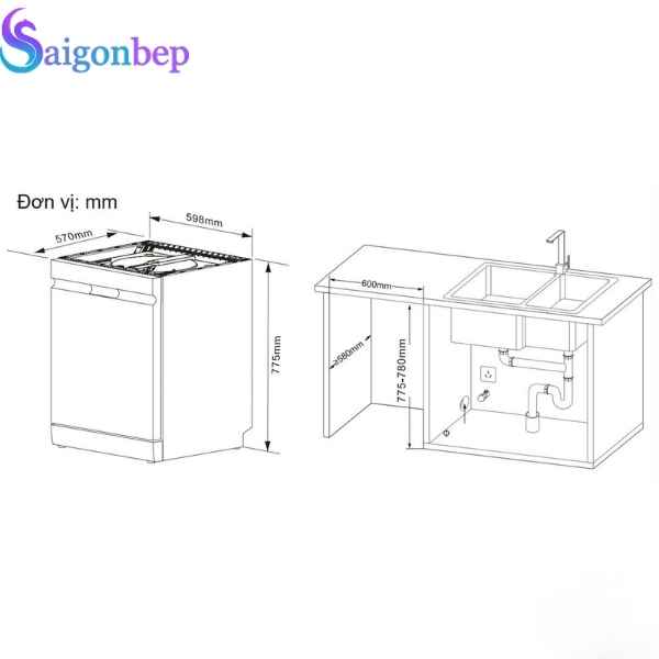 Máy rửa chén Kocher X15UV