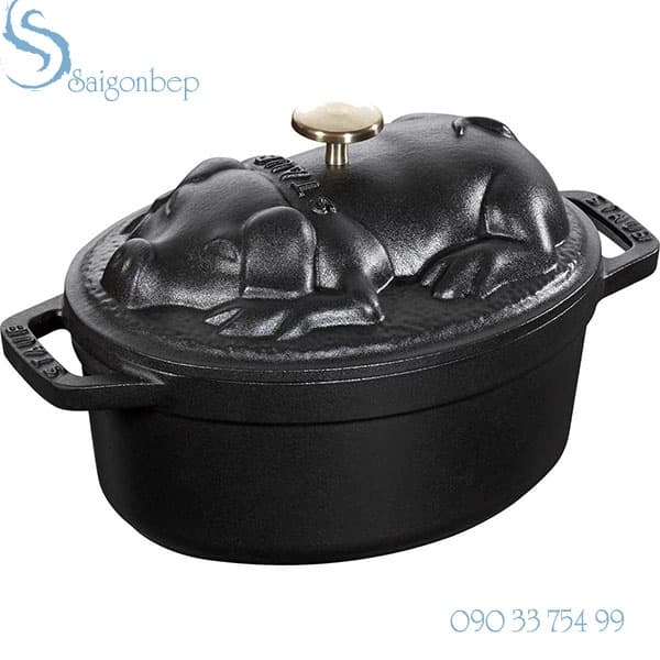 Nồi gang tráng men hình heo đen 17cm - 1121725