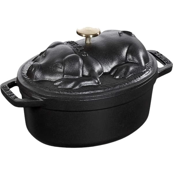 Nồi gang tráng men hình heo đen 17cm - 1121725