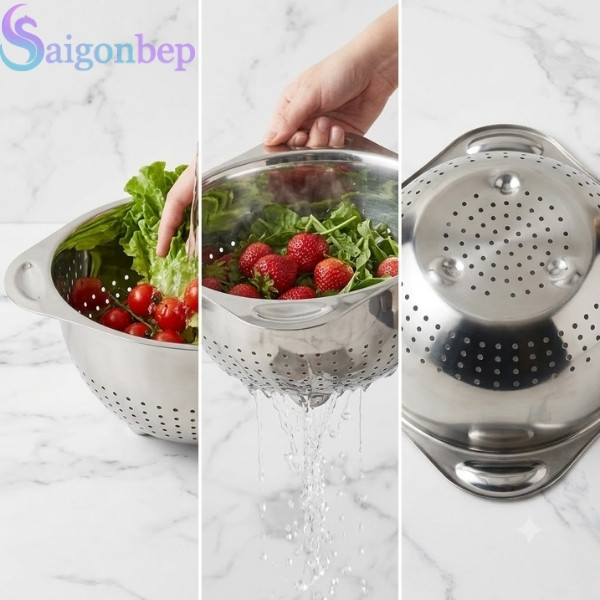 Rổ Inox WMF Gourmet 24cm Chuẩn Đức Ráo Nước Cực Nhanh