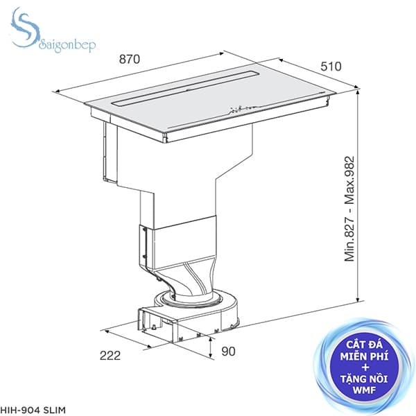 Bếp từ kết hợp máy hút khói khử mùi Malloca HIH-904 SLIM