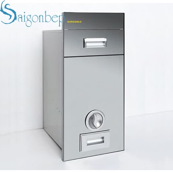 Thùng gạo mặt gương màu đen nút xoay Eurogold C300