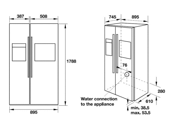 Tủ lạnh Side-by-side Hafele HF-SBSIB 534.14.250