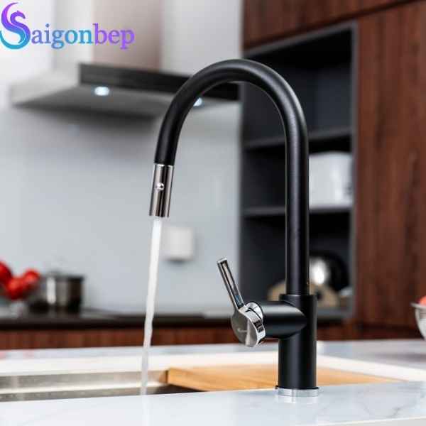 Vòi rửa bát Konox dây rút Alto Black