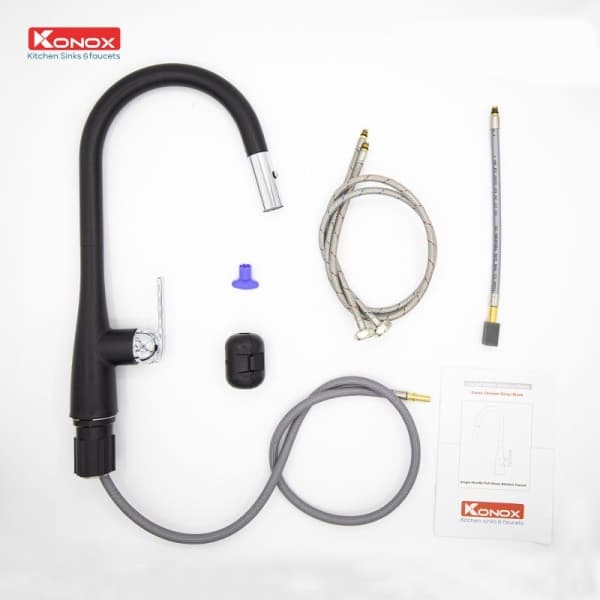 Vòi rửa bát Konox dây rút Curva Black