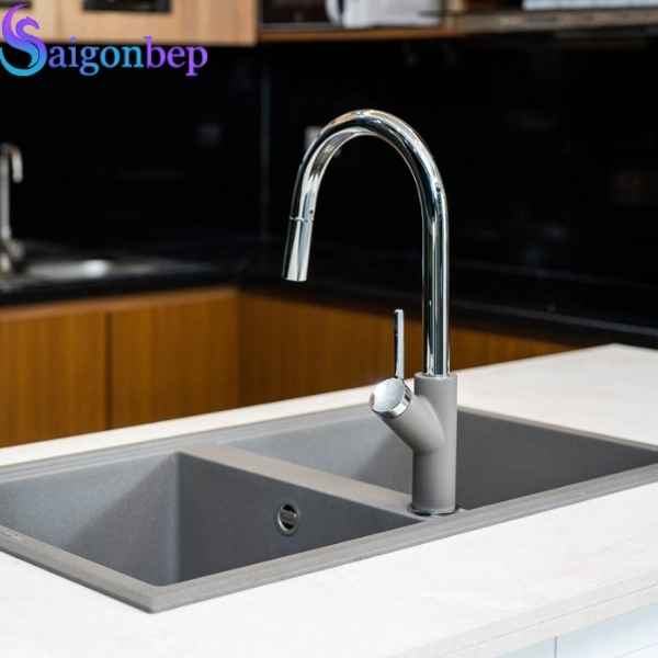 Vòi rửa bát Konox dây rút Ponte Grey