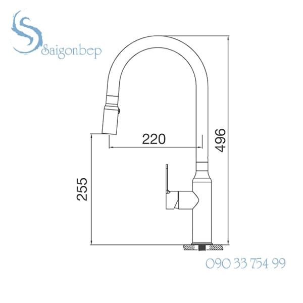 Vòi rửa chén rút dây Malloca K046-S