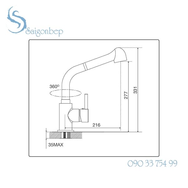 Vòi rửa chén rút dây Malloca K119T9