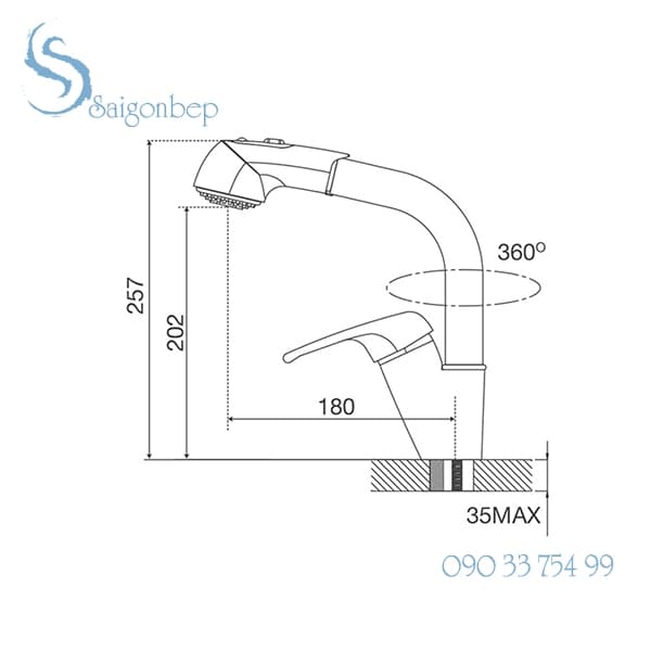 Vòi rửa chén rút dây Malloca K140