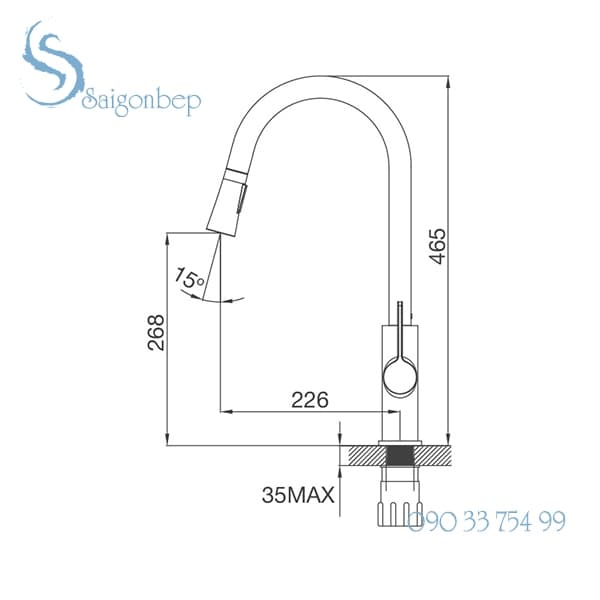 Vòi rửa chén rút dây Malloca K94C