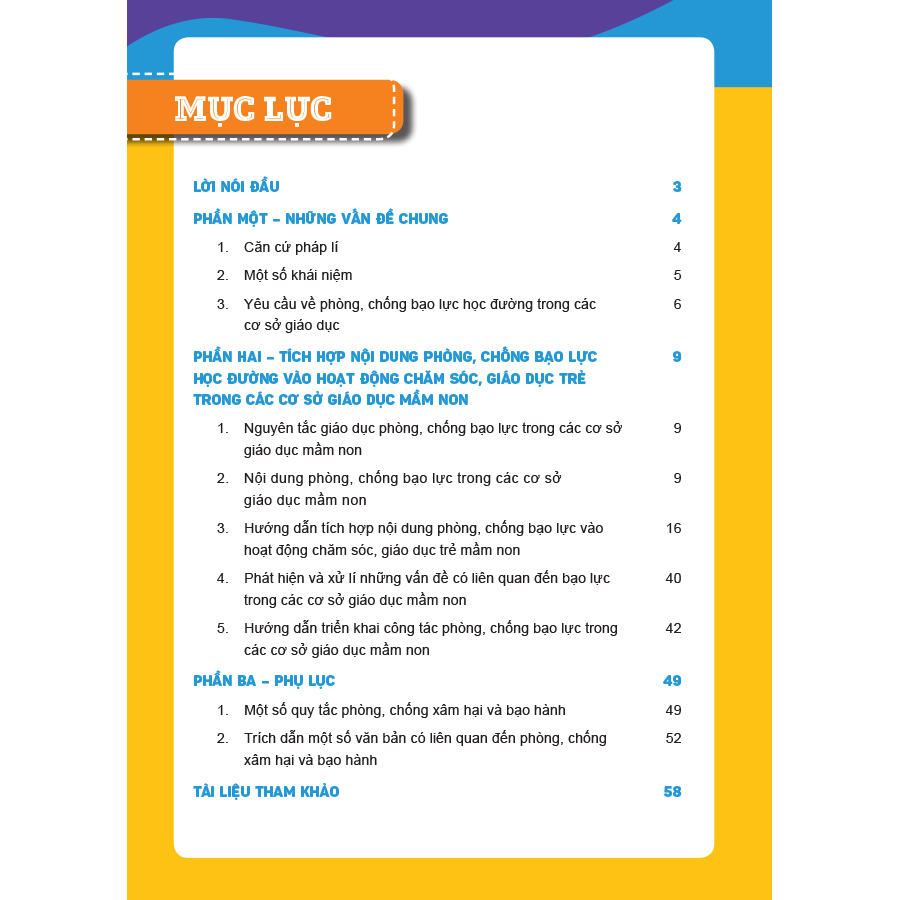 Hướng dẫn tích hợp nội dung phòng, chống bạo lực học đường vào chương trình chăm sóc, giáo dục trẻ trong các cơ sở giáo dục mầm non (Dành cho cán bộ quản lí và giáo viên mầm non)