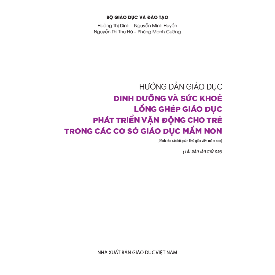 Hướng dẫn giáo dục dinh dưỡng và sức khỏe lồng ghép giáo dục phát triển vận động cho trẻ trong các cơ sở giáo dục mầm non