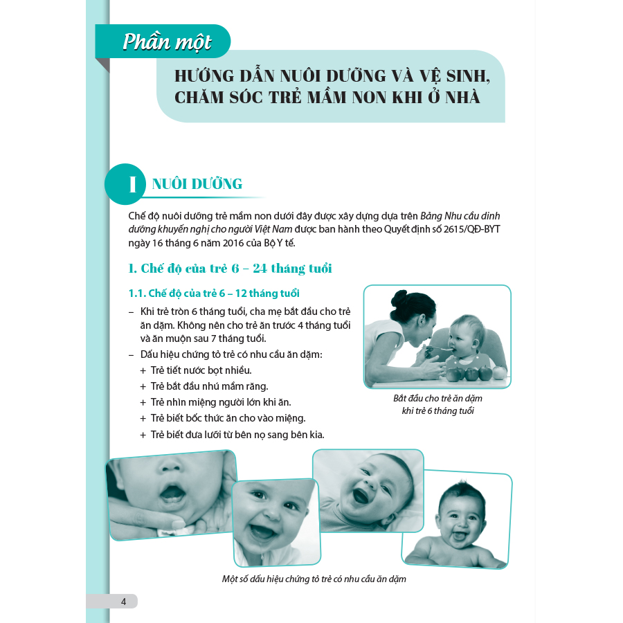 Cẩm nang hướng dẫn phụ huynh về nuôi dưỡng, chăm sóc và giáo dục trẻ em mầm non khi trẻ ở nhà