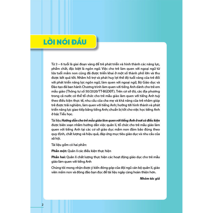 Hướng dẫn cho trẻ mẫu giáo làm quen với tiếng Anh ở nơi có điều kiện