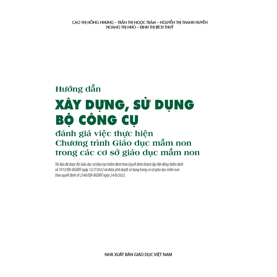 Hướng dẫn xây dựng, sử dụng bộ công cụ đánh giá việc thực hiện chương trình giáo dục mầm non trong các cơ sở giáo dục mầm non