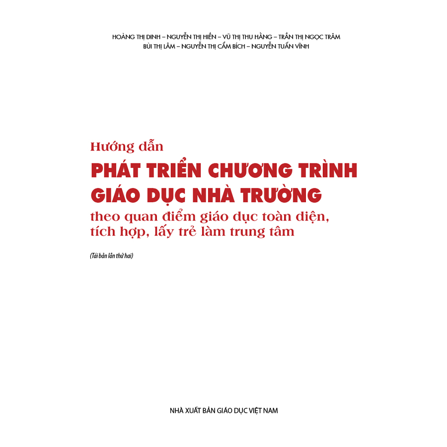 Hướng dẫn phát triển chương trình giáo dục nhà trường theo quan điểm giáo dục toàn diện, tích hợp, lấy trẻ làm trung tâm