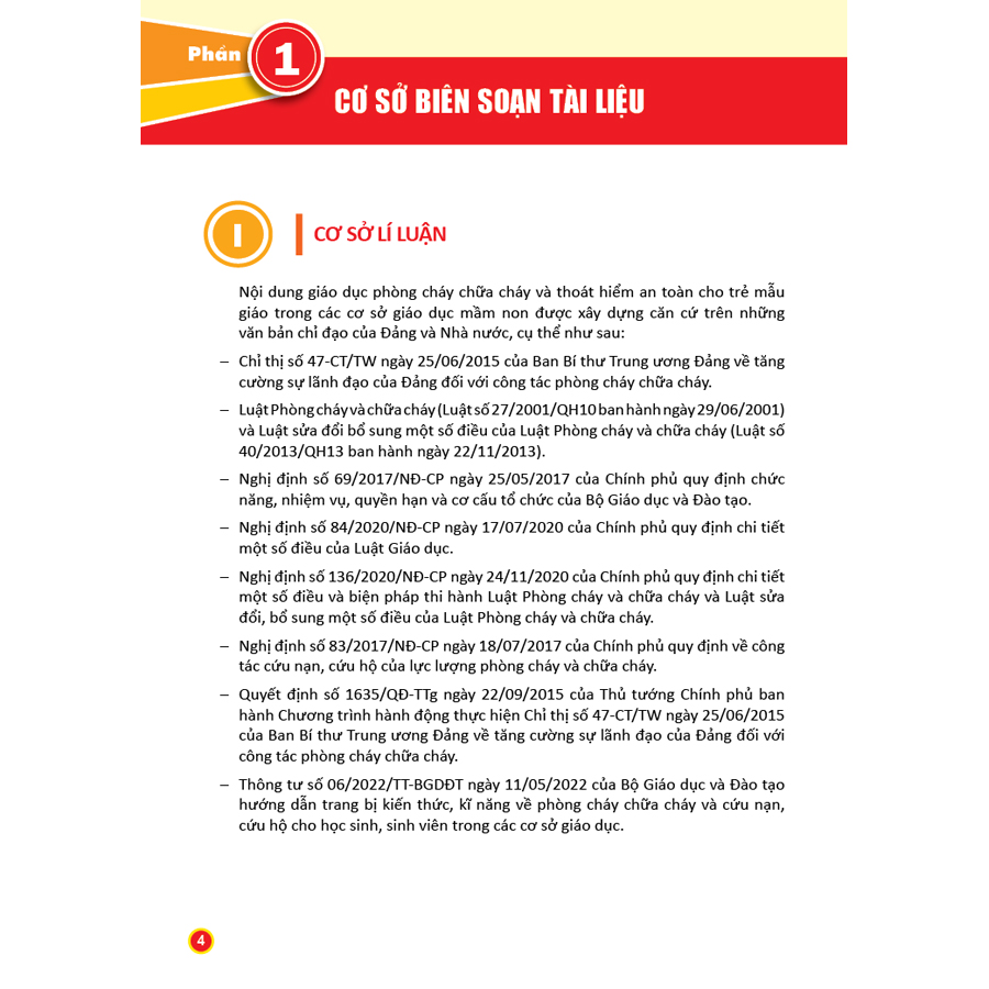 Hướng dẫn tích hợp nội dung giáo dục phòng cháy chữa cháy và thoát hiểm an toàn trong các cơ sở giáo dục mầm non (Dành cho CBQL & GVMN)