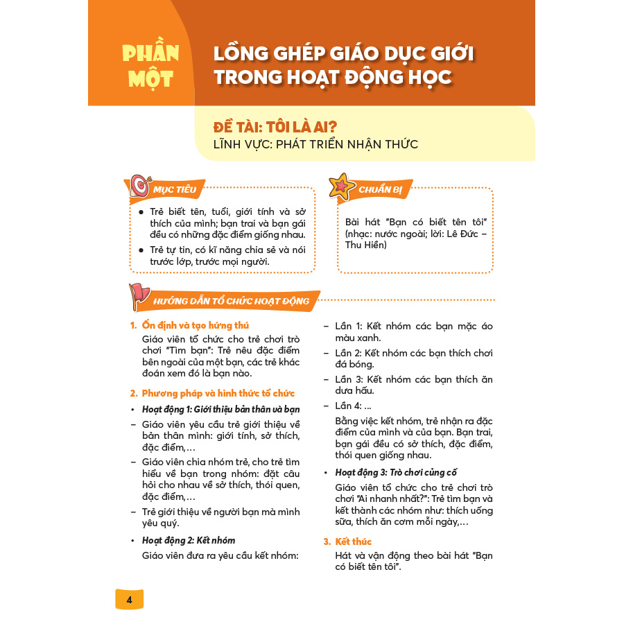 Hướng dẫn tổ chức hoạt động giáo dục lồng ghép giới trong trường mầm non (trẻ 4 – 5 tuổi)