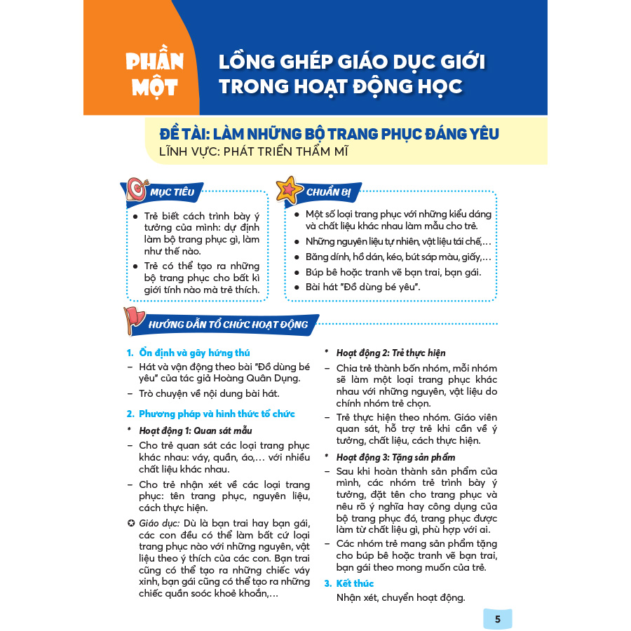 Hướng dẫn tổ chức hoạt động giáo dục lồng ghép giới trong trường mầm non (trẻ 5 - 6 tuổi)