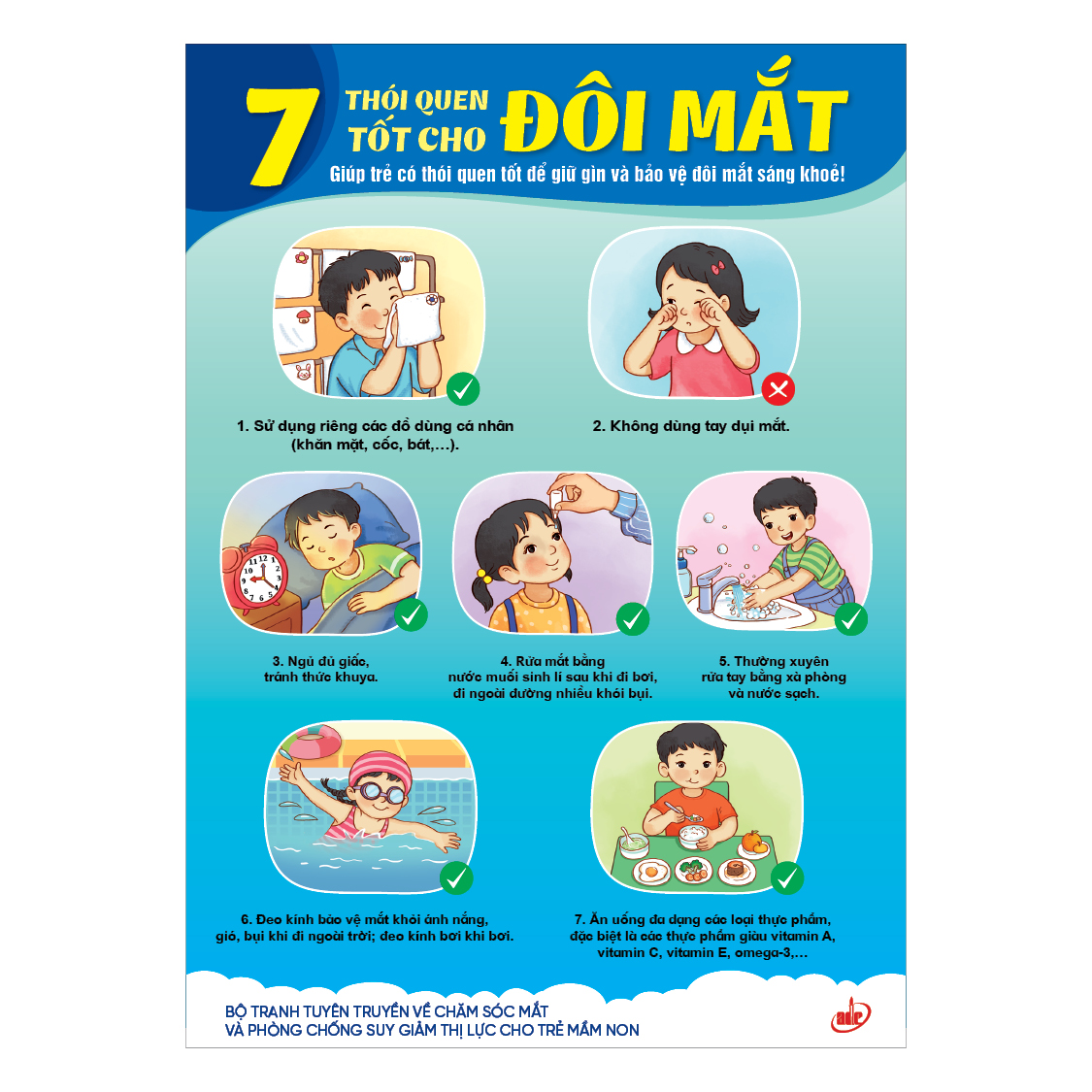 Bộ tranh tuyên truyền về chăm sóc mắt và phòng chống suy giảm thị lực cho trẻ mầm non